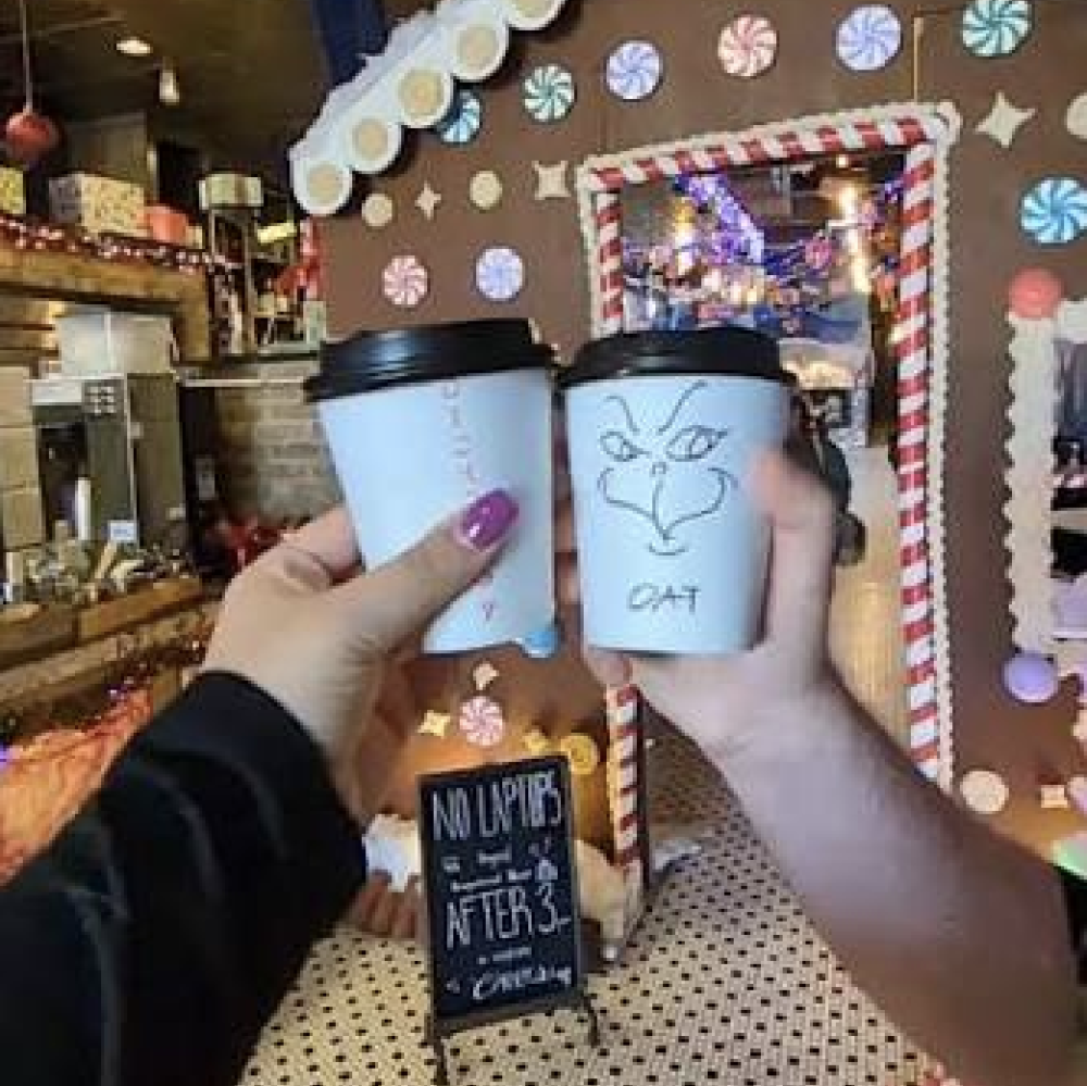 Christmas lights and holiday decorations at Dichotomy in Waco